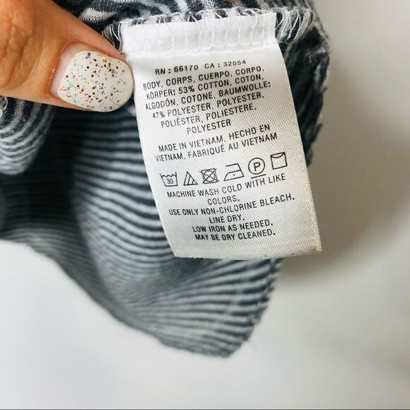 Anthropologie Postage Stamp Gray White Stripe Tank - Picture 6 of 11